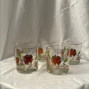 Vintage MCM Couroc Weighted Rocks Glasses Set - Poppy